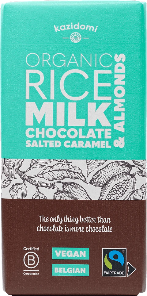 Chocolade Vegan Amandelen en gezouten Karamel Fair Trade THT : 30/09/22 BIO